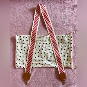 Clare V Poppy Red and White Checkered Strap